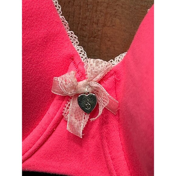 Victorias Secret Perfect Coverage Bra 38DD Pink Lace Trim Bow Detail - Picture 3 of 8
